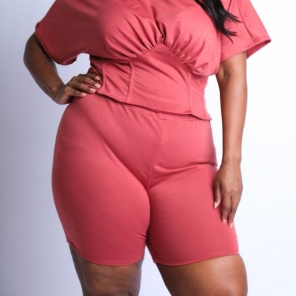 Corset Top and Biker Short Set - Picture 3 of 3